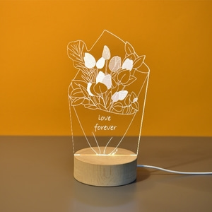 네모네 - 튤립 꽃다발 아크릴 LED 조명/무드등